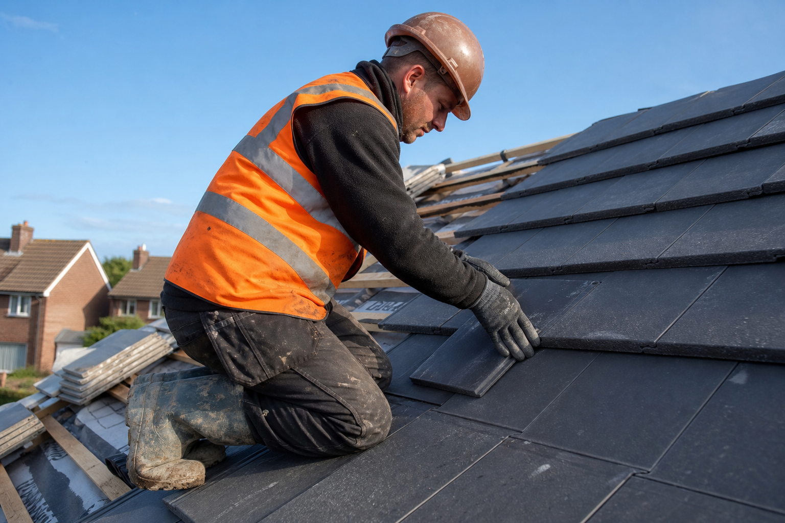 Roofers at work